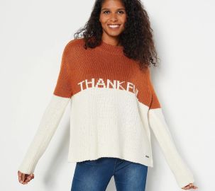 Peace Love World Intarsia Sweater - com at QVC