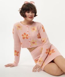 Peach amp Orange Floral Cardigan Unique Vintage at Unique Vintage