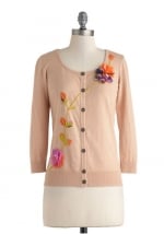 Peach embroidered cardigan at Modcloth