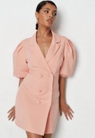 Peach puff sleeve blazer Dress at Missguided