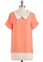 Peach top with white collar at Modcloth