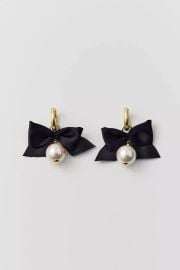 Pearl Bow Mini Hoop Earring at Urban Outfitters