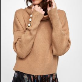 Pearl Button Cuff Sweater by Zara at Zara