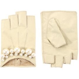 Pearl Detail Leather Gloves at ASOS