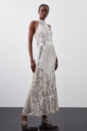 Pearl Embellished Open Back Maxi Dress at Karen Millen
