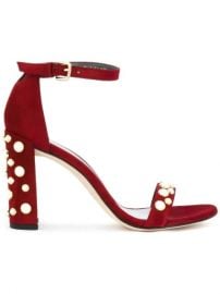 Pearl Embellished Sandals by Stuart Weitzman at Farfetch