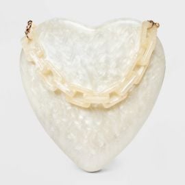 Pearl Heart Minaudiere Top Handle Bag - A New Day Cream Acrylic Shell Chain Strap Hardside Design Target at Target