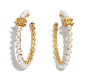 Pearl Hoop CC Earring Gold by Chanel at Chanel