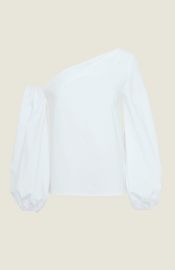 Pearl Lela Rose  Cotton Poplin One Shoulder Top at Pearl NYC