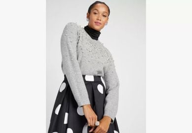 Pearl Rhinestone Embellished Sweater Kate Spade New York at Kate Spade Outlet