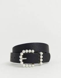 Pearl buckle belt at ASOS