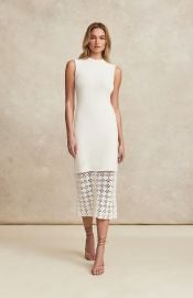 Pearl by Lela Rose Crochet Detail Knit Dress at Pearl NYC