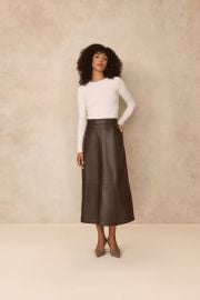 Pearl by Lela Rose Leather Midi Skirt at Pearl by Lela Rose