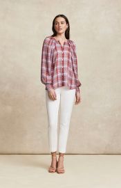 Pearl by Lela Rose Tencel Plaid Button Down Top at Pearl NYC