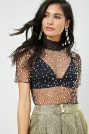 Pearl embellished top at Forever 21