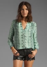 Pearline snake blouse in aqua by Joie at Revolve