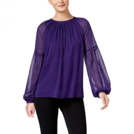 Peasant Top Sheer Embellished  at Overstock