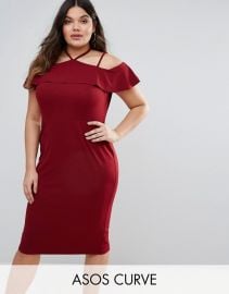 Pencil Dress with Strap Shoulder Detail by ASOS at ASOS