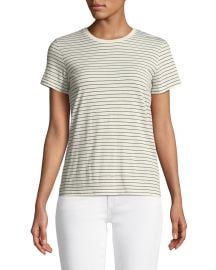 Pencil Striped Short-Sleeve Crewneck Top at Neiman Marcus