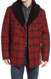 Pendleton Tribeca Genuine Shearling Trim Plaid Coat at Nordstrom