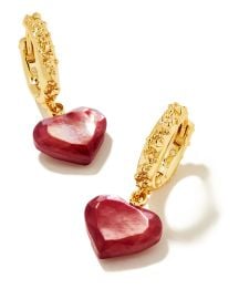 Penny Gold Heart Huggie Earrings in Mulberry Mother-of-Pearl Kendra Scott at Kendra Scott