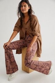 Penny Pull-On Printed Flare Jeans at Free People