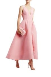  Peony V neck Midi Dress at Monique Lhuillier