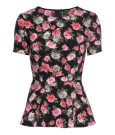 Peplum Top in black floral at H&M