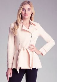 Peplum detail trench coat at Bebe