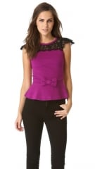 Peplum top with lace by RED Valentino at Shopbop