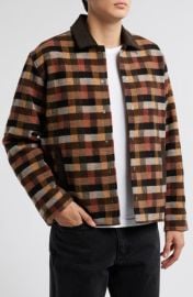 Percival Dovetail Check Merino Wool Snap-Up Overshirt at Nordstrom