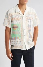 Percival Meal Deal Embroidered Short Sleeve Linen Graphic Camp Shirt at Nordstrom