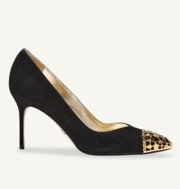 Perfect Pump 85 in Black Filigree Suede by Sarah Flint at Sarah Flint