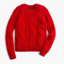 Perfect cable sweater in Red at J. Crew