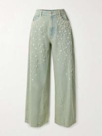 Perlette embellished low-rise wide-leg jeans at Net a Porter