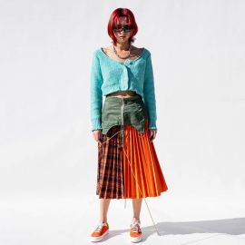 Perry MA-1 Check Combination Pleats Skirt Garmentory at Garmentory