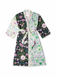 Persephone floral print patchwork lavender wrap robe Collagerie at Collagerie