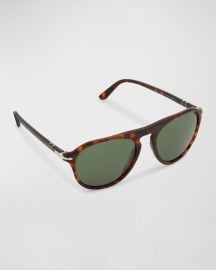 Persol Menx27s Keyhole Bridge Round Sunglasses at Neiman Marcus