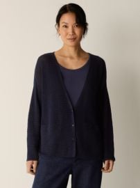 Peruvian Cotton Blend V-Neck Cardigan EILEEN FISHER at Eileen Fisher