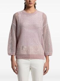 Peserico Sequinned open-knit crew-neck Sweater Pink at Farfetch