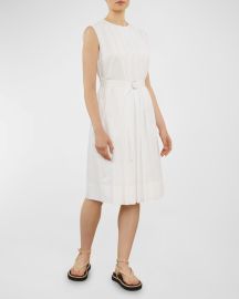 Peserico Sleeveless Belted A-Line Midi Dress at Neiman Marcus