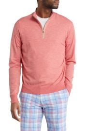 Peter Millar Crown Crafted Quarter Zip Wool Blend Pullover in Rosewood at Nordstrom