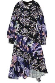 Peter Pilotto   Asymmetric printed silk midi dress at Net A Porter