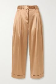 Peter Pilotto - Cropped belted satin wide-leg pants at Net A Porter