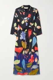 Peter Pilotto - Floral-print satin-twill midi shirt dress at Net A Porter