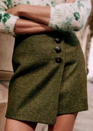 Peter Skirt - Mottled Khaki - Virgin wool - Szane at Sezane