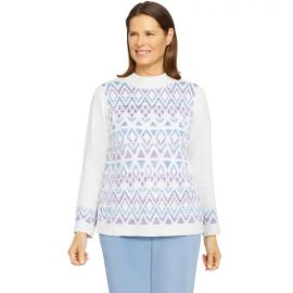 Petite Alfred Dunner Victoria Falls Fairisle Chenille Sweater at Khols