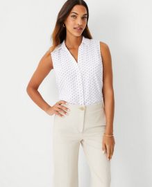 Petite Dot Sleeveless Essential Shirt at Ann Taylor