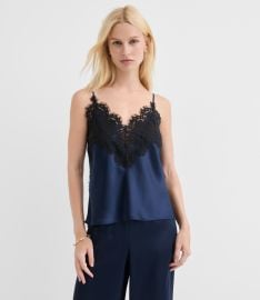 Petite Lace Trim Satin Cami at Loft