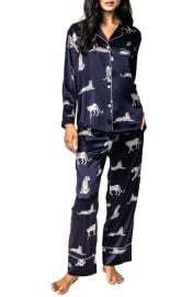 Petite Plume Panthre de Nuit Piped Silk Pajamas at Nordstrom